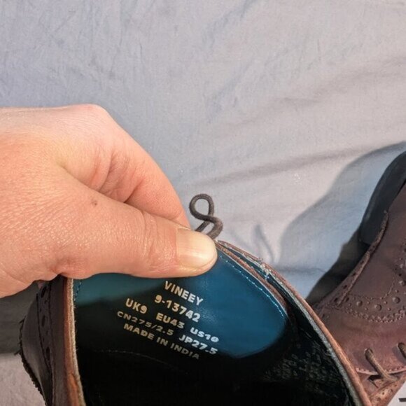 Ted Baker London Vineey Burgundy Derby Wingtip Men Oxford Leather Shoes Size 10 - Picture 2 of 11